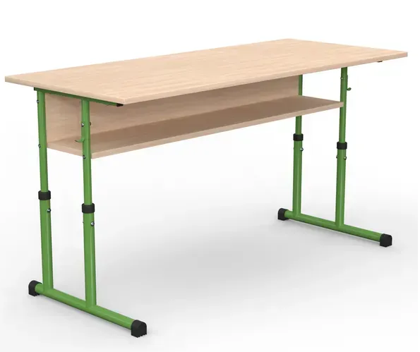 Стіл учнівський двомісний прямі кути кругла труба без полиці №4-7/1200х500 МФ Вересень